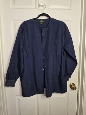 Women's Navy Lightweight Snap-Front Scrub Jacket